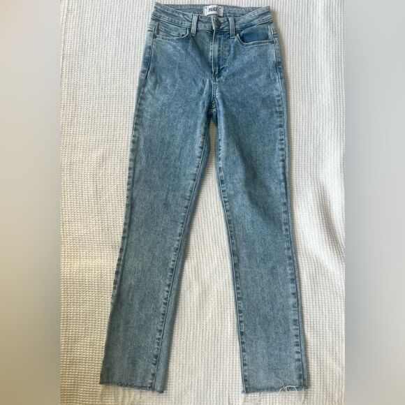 PAIGE Women's Hoxton Straight Light Wash Fray Hem Ankle Jeans Size 24 - Picture 1 of 14